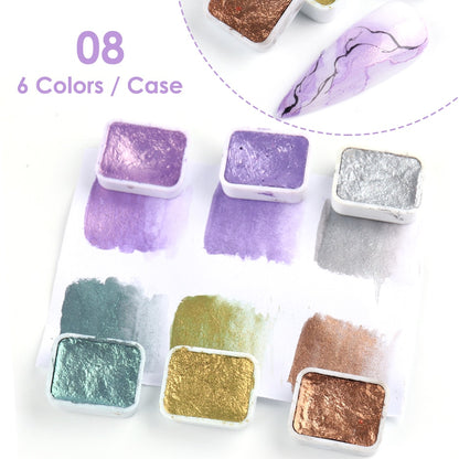 Nail Art Pigment Glitter Set Solid Metallic Watercolor Paint Chrome Powder Gradient Marble Effect Shimmer Manicure Dust NT1915