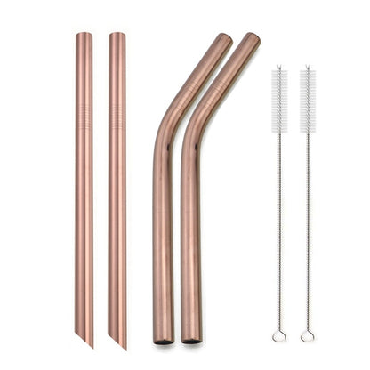 4Pcs Colorful 12mm Reusable Metal Boba Straws with 2 Brush 304 Stainless Steel Straws Set Bar Drinking Bent Straw for Bubble Tea