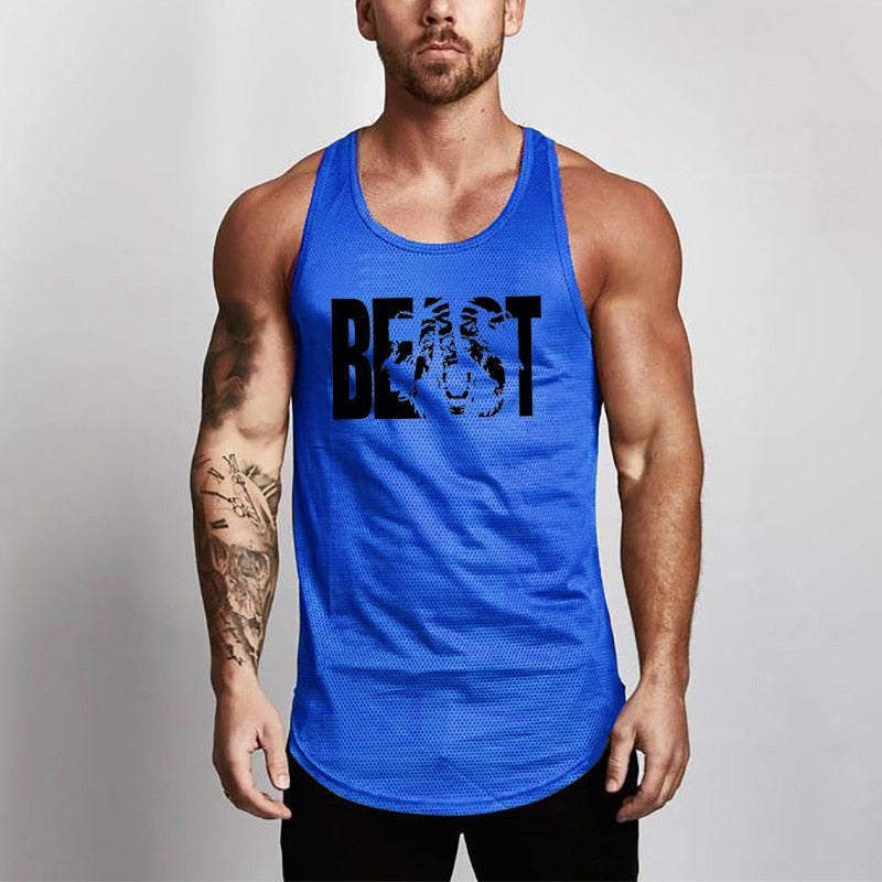 Summer Brand Fitness Tank Top Men Bodybuilding 2021 Gyms Clothing Fitness Men Shirt slim fit Vests Mesh Singlets Muscle Tops