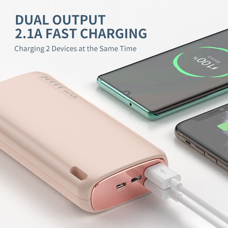 KUULAA Power Bank 20000mAh Portable Power Bank Charger External Battery USB Fast Charging Power bank For iPhone Samsung Xiaomi