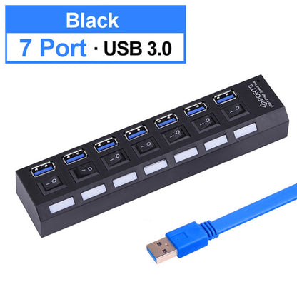 USB HUB 3.0 2.0 Multi 4 7 USB Port Splitter With Power Adapter For PC Computer Notebook Laptops Accessories Multiple Usb Hab