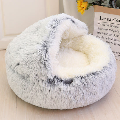 Super Soft Cat Bed House Warm Winter Cat Puppy Sleeping Beds Nest Long Plush Kitten Round Sofa Small Dogs Cat Kennel Anti Slip