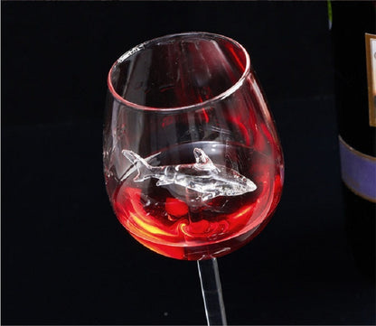 Creative Built-in Shark Wine Glass New Design Goblet Whiskey Glass Dinner Decorate Handmade Crystal For Party Flutes Glass