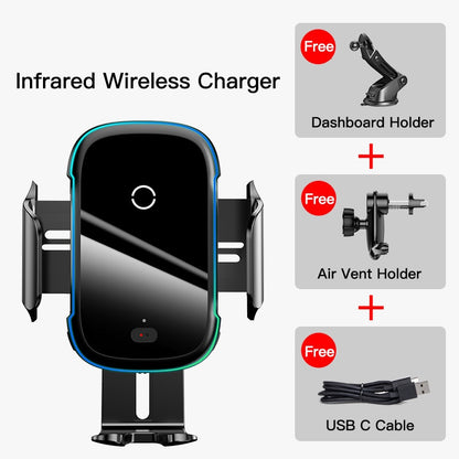 Baseus 15W Qi Car Wireless Charger Induction Car Mount Fast Wireless Charging For iPhone Samsung Huawei Xiaomi Car Phone Holder