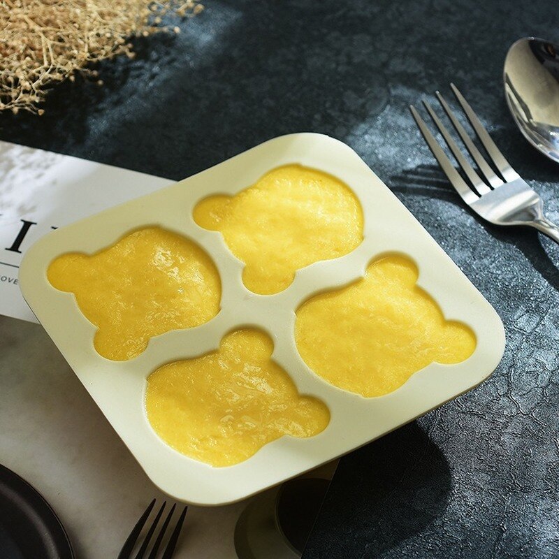 4 Holes Cartoon Monkey Silicone Pastry Mold Bread Cake Baby Food Supplement Baking Mold Ice Tray DIY Fudge Mold