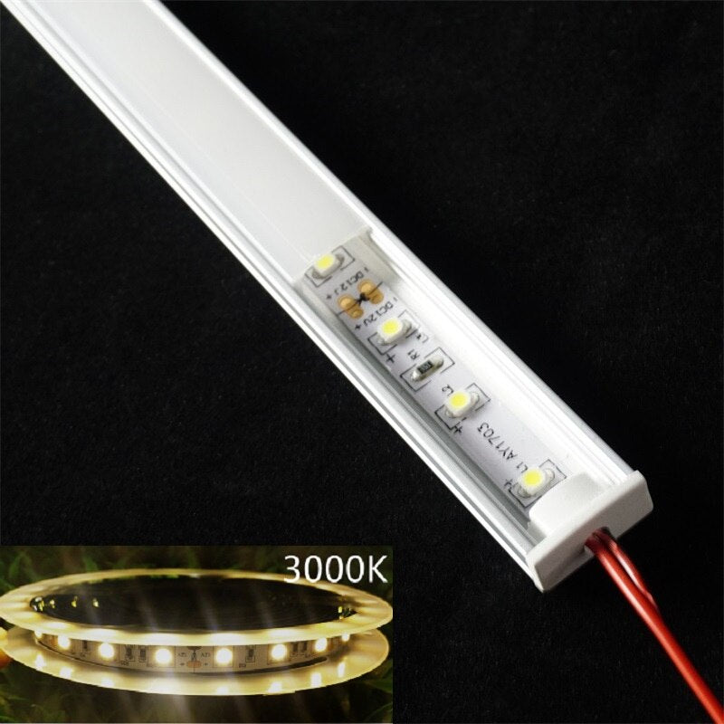 12VDC 50cm 20inch Cabinet Bar Light 2835 60/120/240 Led Flat U Low Profile Spotless Diffusion Adhesive Aluminium Hard Strip