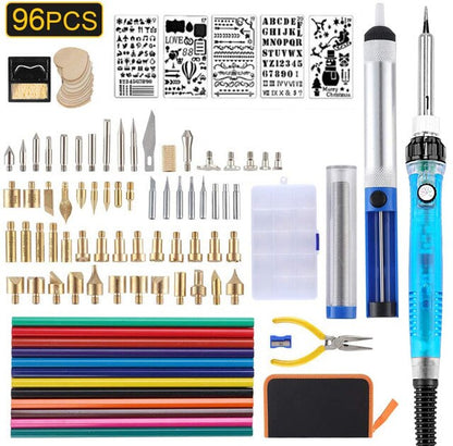 DIY 99Pcs wood burning kit heat transfer gourd engraving tool with switch thermostat soldering iron pen kit 302-842℉