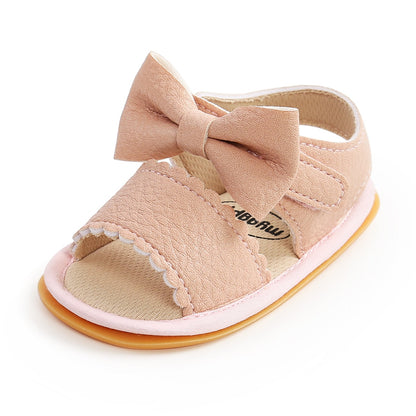 Baby Shoes Summer Baby Boy Girl Shoes Toddler Flats Sandals Soft Rubber Sole Anti-Slip Bowknot Crib First Walker Shoes