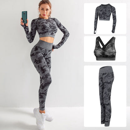 Yoga Set Seamless Camouflage Sports Wear For Women Gym Camo Fitness Clothing Booty Leggings + Bra Gym Workout Sport Suit 2PCS