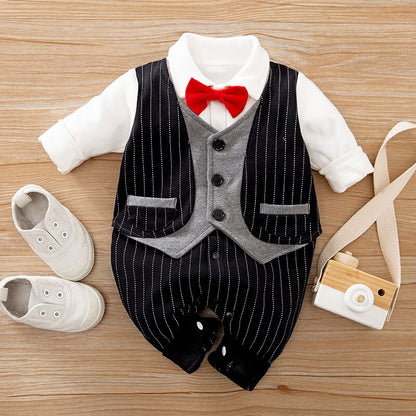 Newborn -2 Y Romper Gentleman Long Sleeve Outfits Cotton Baby Boy Clothes Toddler Costume Jumpsuits For 0-24M birthday party