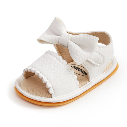 Baby Shoes Summer Baby Boy Girl Shoes Toddler Flats Sandals Soft Rubber Sole Anti-Slip Bowknot Crib First Walker Shoes