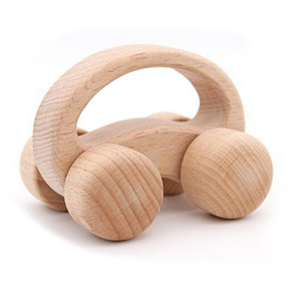 Organic Baby Teething Product Beech Wooden Rattle Car Teether DIY Wood Teether Pendent Eco-Friendly Safe Baby Teething Chew Toys