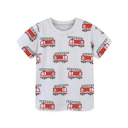 Jumping meters Boys Cartoon T shirts for Summer Children&#39;s Cotton Clothes Aircrafts Kids Tops Tees for Boys Girls Wear