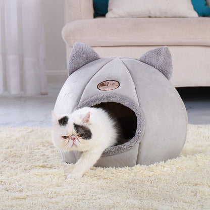 Removable Cat Bed Warm Pet Cat House Cave Winter Puppy Kitten Dog Cushion Mat Small Dogs Cats House Kennel Nest Indoor Cama Gato