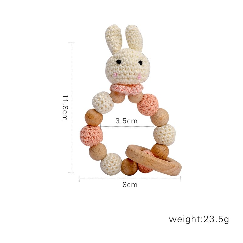 1Pc Baby Wooden Teether Crochet Giraffe Rattle Toy BPA Free Wood Rodent Rattle Baby Mobile Gym Custom logo Educational Toys