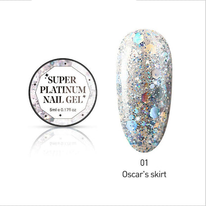 5ML Glitter Nail Gel Paint UV Varnish Semi-Permanent Base Manicure Primer Shimmer Diamond Shining Platinum Paint Nail Gel