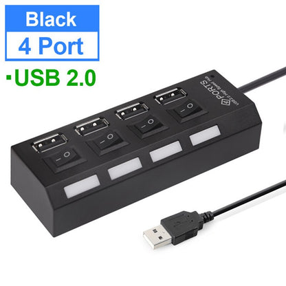 USB HUB 3.0 2.0 Multi 4 7 USB Port Splitter With Power Adapter For PC Computer Notebook Laptops Accessories Multiple Usb Hab