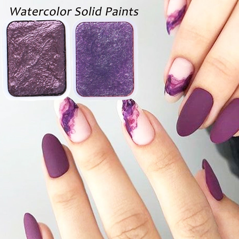 Nail Art Pigment Glitter Set Solid Metallic Watercolor Paint Chrome Powder Gradient Marble Effect Shimmer Manicure Dust NT1915