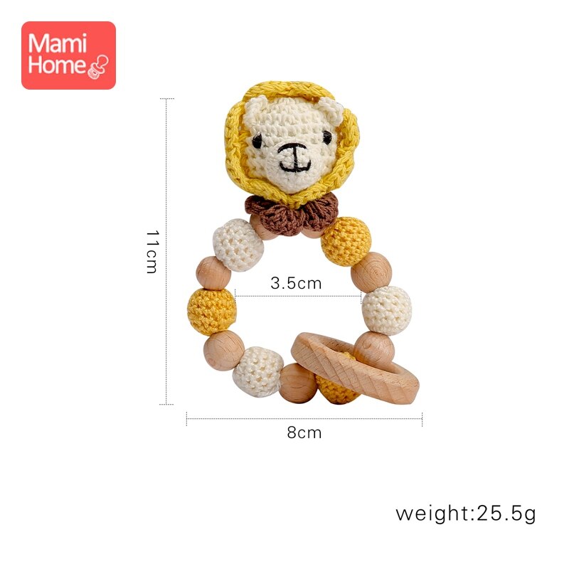 1Pc Baby Wooden Teether Crochet Giraffe Rattle Toy BPA Free Wood Rodent Rattle Baby Mobile Gym Custom logo Educational Toys