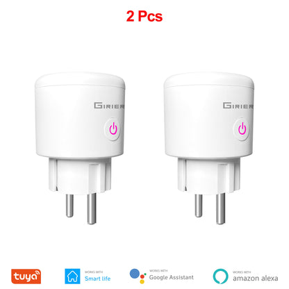 20A Tuya Wifi Smart Plug EU with Power Monitor Function Smart Life App Remote Control Socket Outlet Works with Alexa Google Home