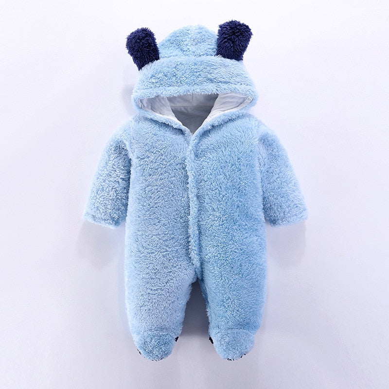 HH Baby Winter Warm Romper Newborn Girls Overall Flannel Boys Autumn Long Sleeve Jumpsuit Costume 3-12 Month Infant Bear Pajamas