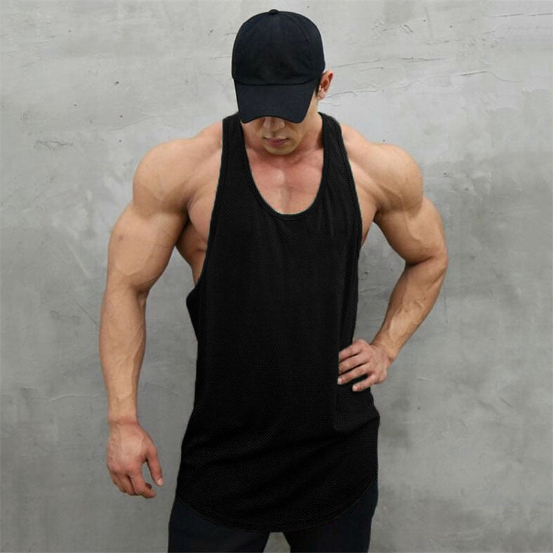 New Summer Brand Vest Mesh Gym Clothing Mens Tank Tops Sleeveless Shirt Bodybuilding Equipment Fitness Men&#39;s Stringer Tanktop