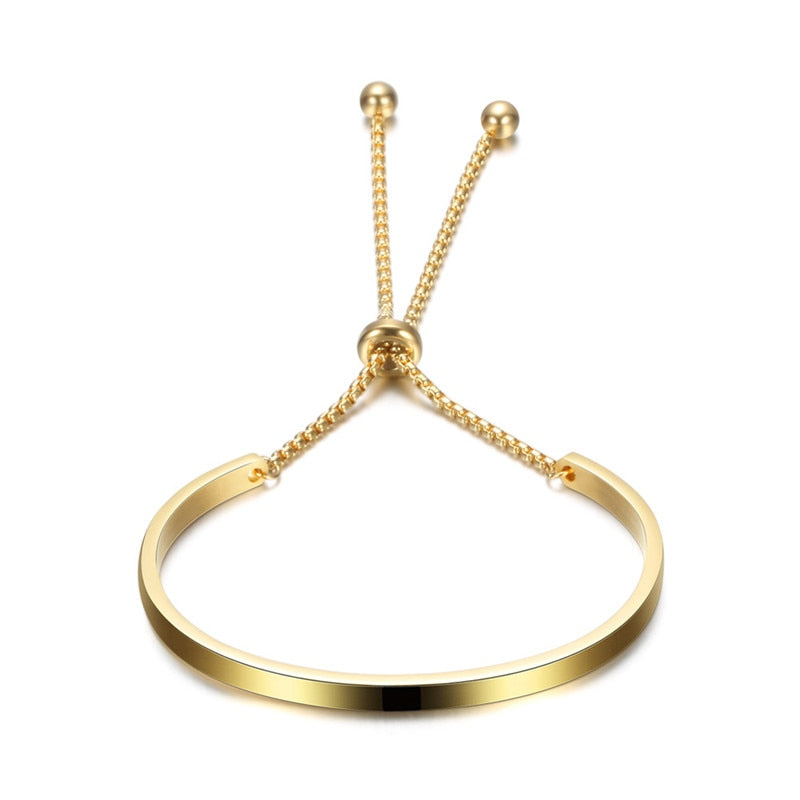 ZORCVENS 2023 New Fashion Gold Stainless Steel Bangle Bracelets For Women Adjustable High Polished Bracelet Wholesale