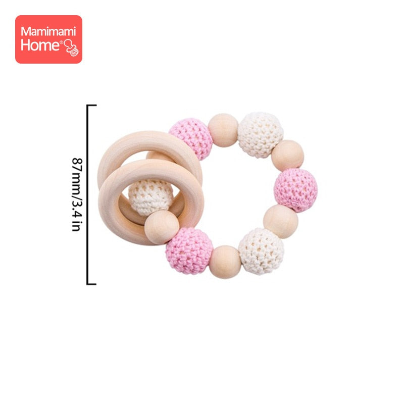 1Pc Baby Wooden Teether Crochet Giraffe Rattle Toy BPA Free Wood Rodent Rattle Baby Mobile Gym Custom logo Educational Toys