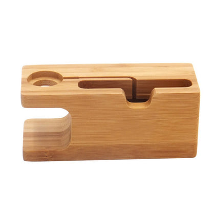 Wooden Charging Dock Station for Mobile Phone Holder Stand Bamboo Charger Stand Base For Apple Watch 7 6 5 4 3 SE and For iphone