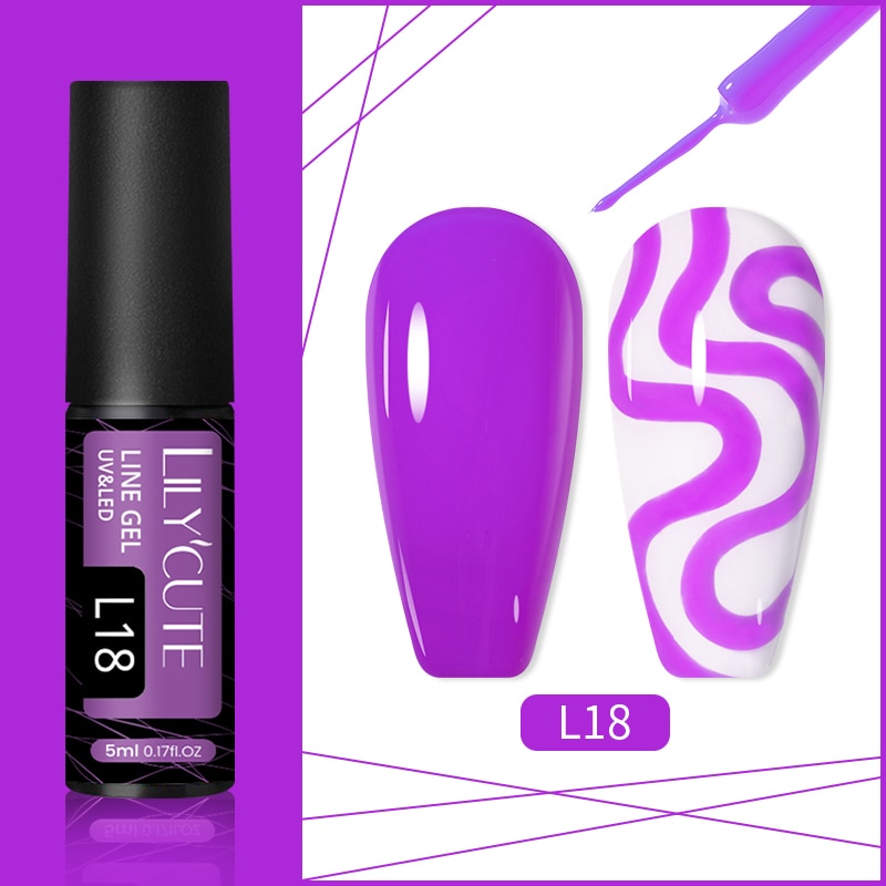 LILYCUTE 5ml Nail Art Line Polish Gel Kit 14 Colors For UV/LED Paint Nails Drawing Polish DIY Painting Varnish Liner Gel Tool