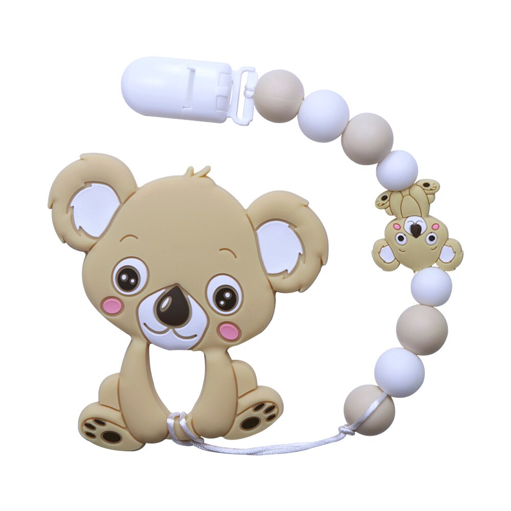 Joepada Baby Teething Necklace lovely Koala Owl Horse Cookies Baby Teether Molar Toy Gift Raccoon Food Grade Silicone Beads