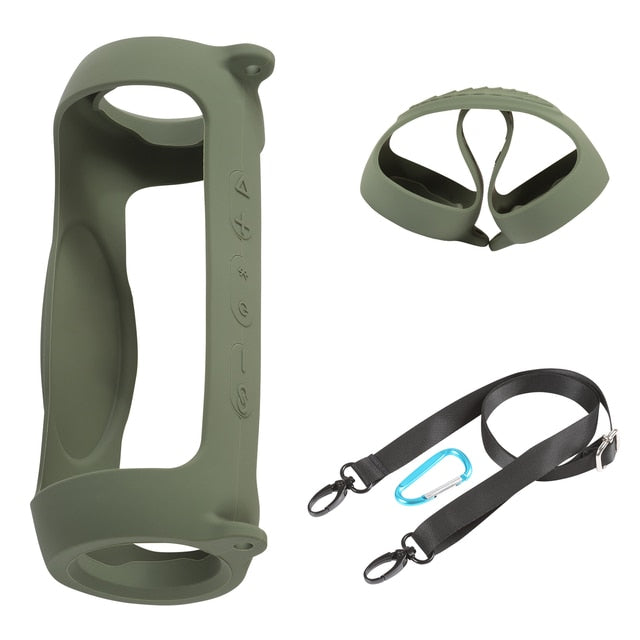 New Bluetooth Speaker Case Soft Silicone Cover Skin With Strap Carabiner for JBL Charge 5 Wireless Bluetooth Speaker Bag