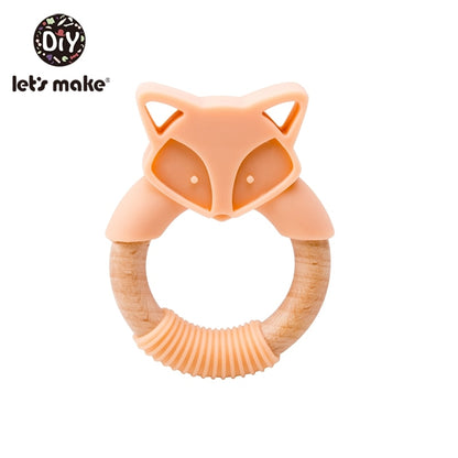 Let&#39;s Make 1pc Baby Toys Silicone Baby Teether Beech Wooden Ring Hand Teething Rattles Musical Chew Play Gym Montessori Stroller