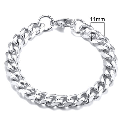 Vnox Mens Simple 3-11mm Stainless Steel Curb Cuban Link Chain Bracelets for Women Unisex Wrist Jewelry Gifts