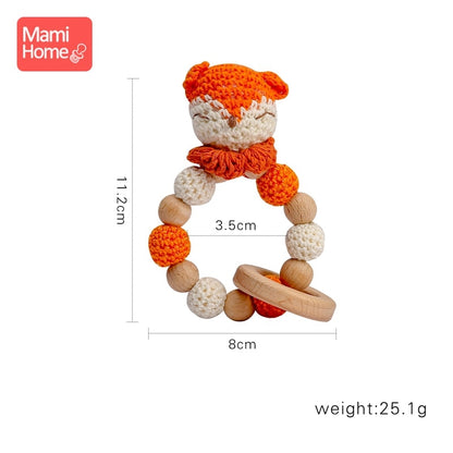 1Pc Baby Wooden Teether Crochet Giraffe Rattle Toy BPA Free Wood Rodent Rattle Baby Mobile Gym Custom logo Educational Toys
