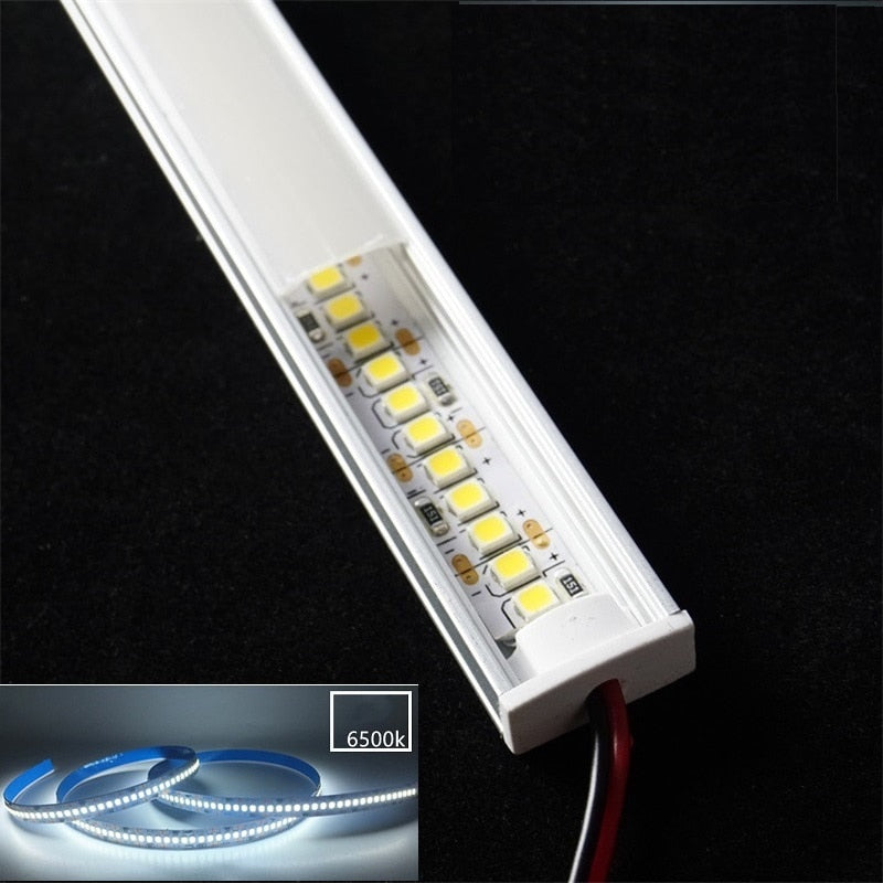 12VDC 50cm 20inch Cabinet Bar Light 2835 60/120/240 Led Flat U Low Profile Spotless Diffusion Adhesive Aluminium Hard Strip