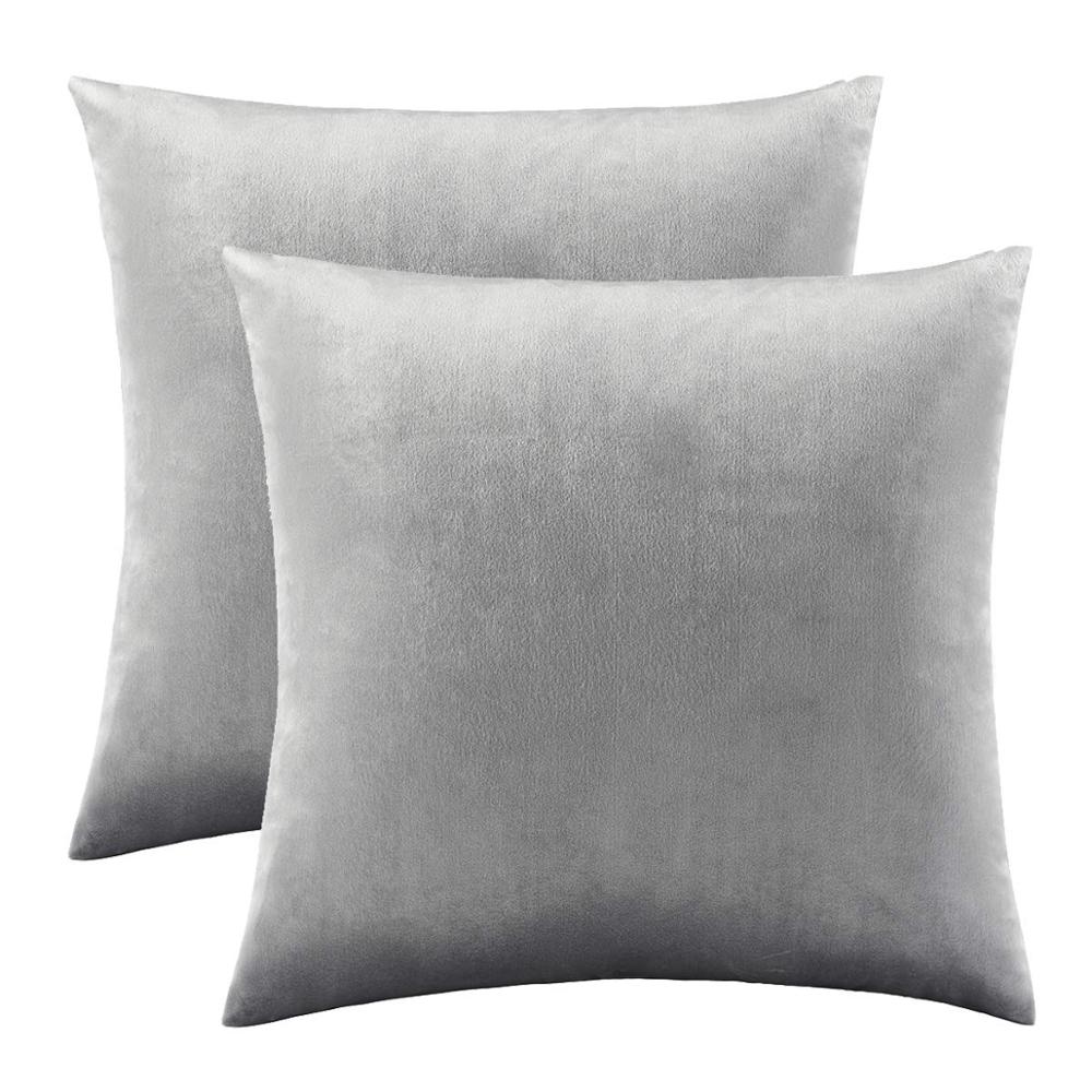 2 Packs Gold Decorative Cushions Covers Cases for Sofa Bed Couch Modern Luxury Solid Velvet Home Throw Pillows Covers Silver