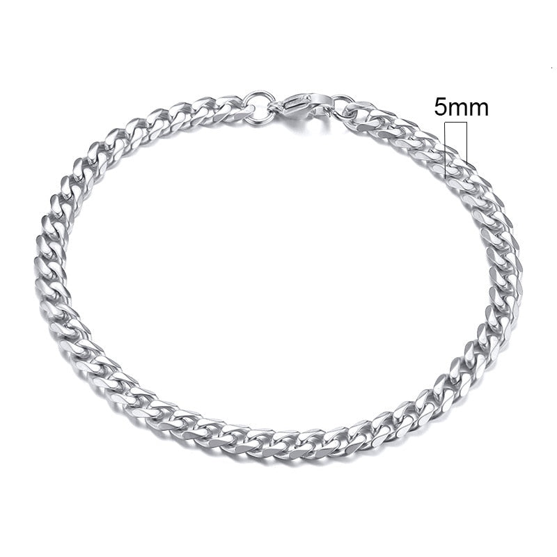 Vnox Mens Simple 3-11mm Stainless Steel Curb Cuban Link Chain Bracelets for Women Unisex Wrist Jewelry Gifts