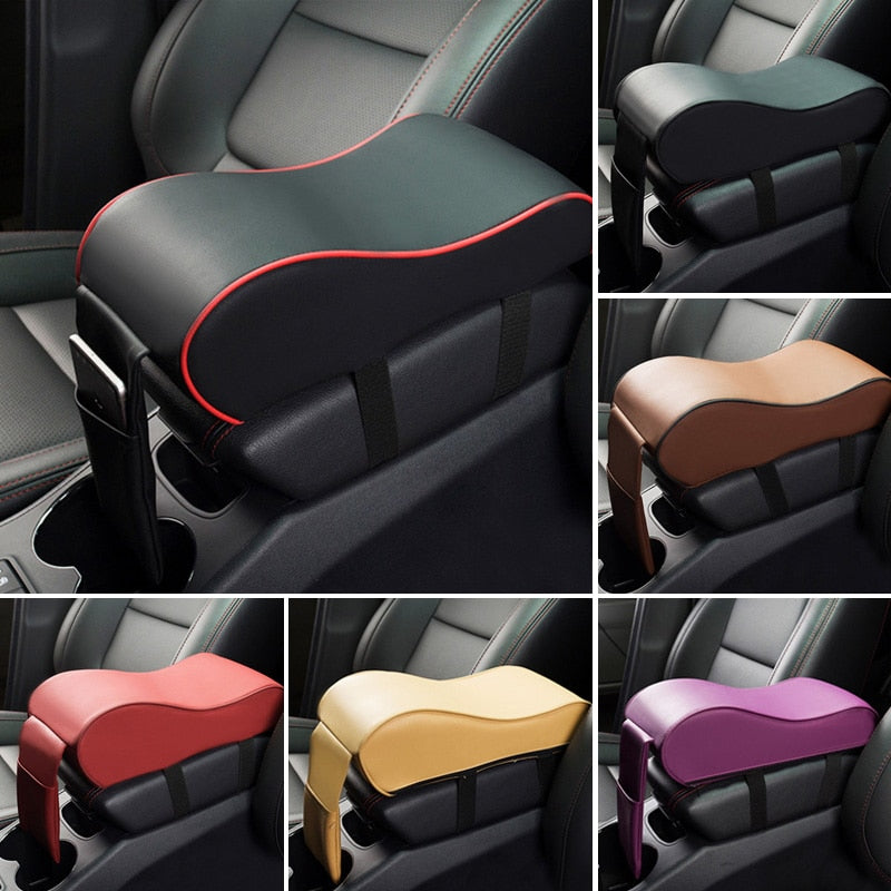 Leather Car Central Armrest Soft Pad Black Auto Center Console Arm Rest Seat Box Mat Cushion Pillow Cover Vehicle Protective