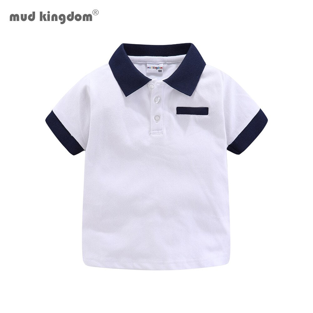 Mudkingdom Fashion Boys Polo Shirts Solid Cotton Car Lapel Short Sleeve Little Boy Clothes Casual Toddler Summer Tops Kids Wear