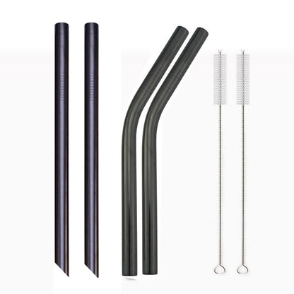 4Pcs Colorful 12mm Reusable Metal Boba Straws with 2 Brush 304 Stainless Steel Straws Set Bar Drinking Bent Straw for Bubble Tea