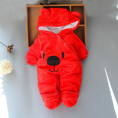 HH Baby Winter Warm Romper Newborn Girls Overall Flannel Boys Autumn Long Sleeve Jumpsuit Costume 3-12 Month Infant Bear Pajamas