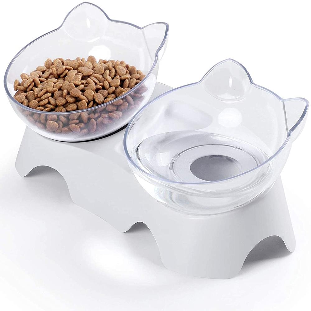 Pet Bowl Cat Double Bowls Food Water Feeder With Auto Water Dispenser Dog Cat Food Bowl Drinking Raised Stand Dish Three Bowls