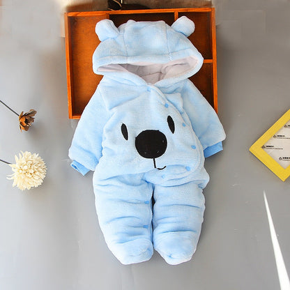 HH Baby Winter Warm Romper Newborn Girls Overall Flannel Boys Autumn Long Sleeve Jumpsuit Costume 3-12 Month Infant Bear Pajamas