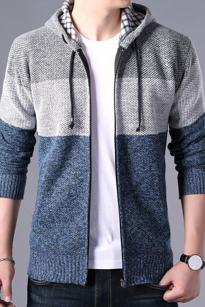 2022 Autumn Winter Men Hoodies Cardigan Men Striped Knitted Sweaters Mens Hoody Sweatercoats Brand Male Fleece Sweaters 3XL