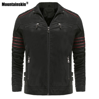 Mountainskin Men&#39;s Leather Jackets Autumn Winter Motorcycle PU Jacket Male Biker Leather Coats Mens Brand Clothing EU Size SA870