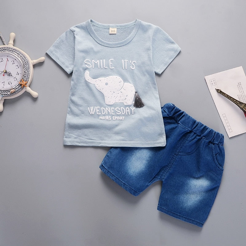 1 set kids boys Summer outfits 1-3 years boys Toddler kids baby boys outfits cotton Tee+Shorts Pants clothes Set cool cartoon