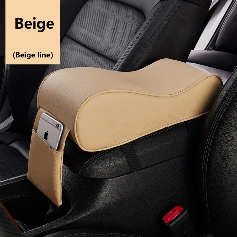 Leather Car Central Armrest Soft Pad Black Auto Center Console Arm Rest Seat Box Mat Cushion Pillow Cover Vehicle Protective