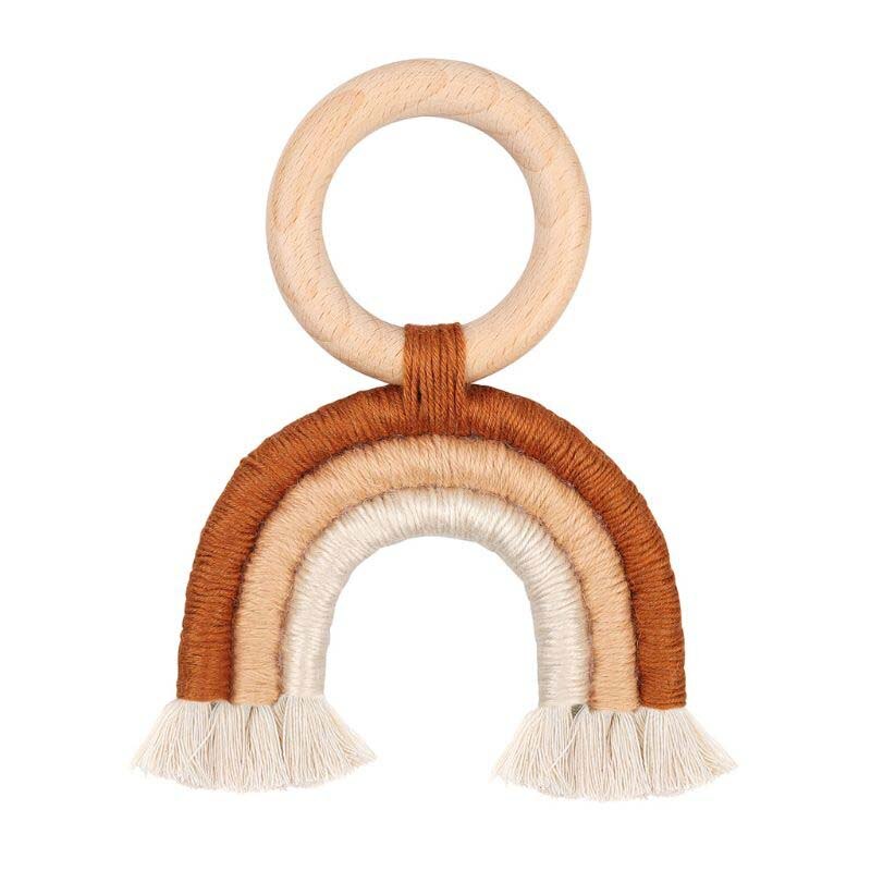 Baby Teether Crochet Wood Rring Rattle Food Grade Wooden Products DIY Crafts Teething Toys