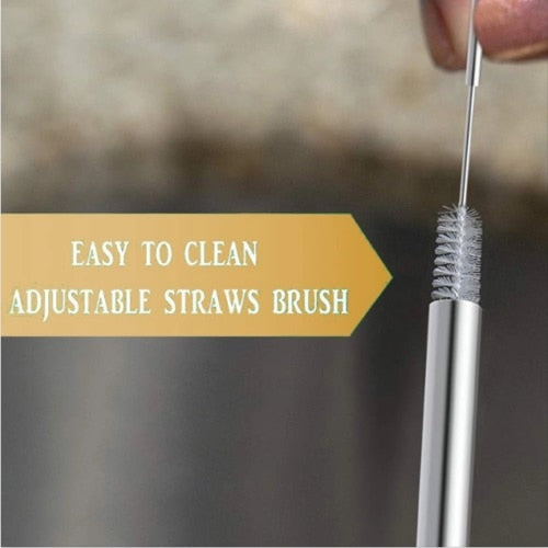 Portable Stainless Steel Telescopic Drinking Straw Travel Reusable Straw With 1 Brush And Carry Case Kitchen Bar Accessories